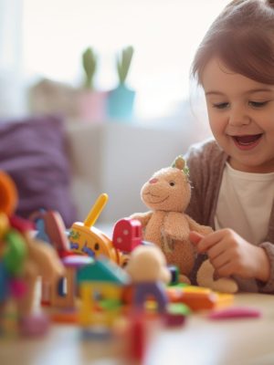 A child psychologist using toys and art therapy to connect with a young patient in a nurturing and child-friendly environment. Generative Ai